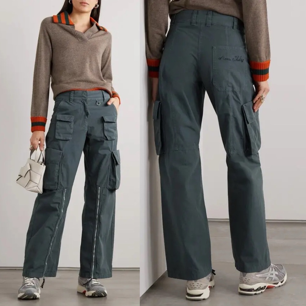 ACNE STUDIOS Cotton Ripstop Wide-Leg Cargo Pants Grey Size Medium